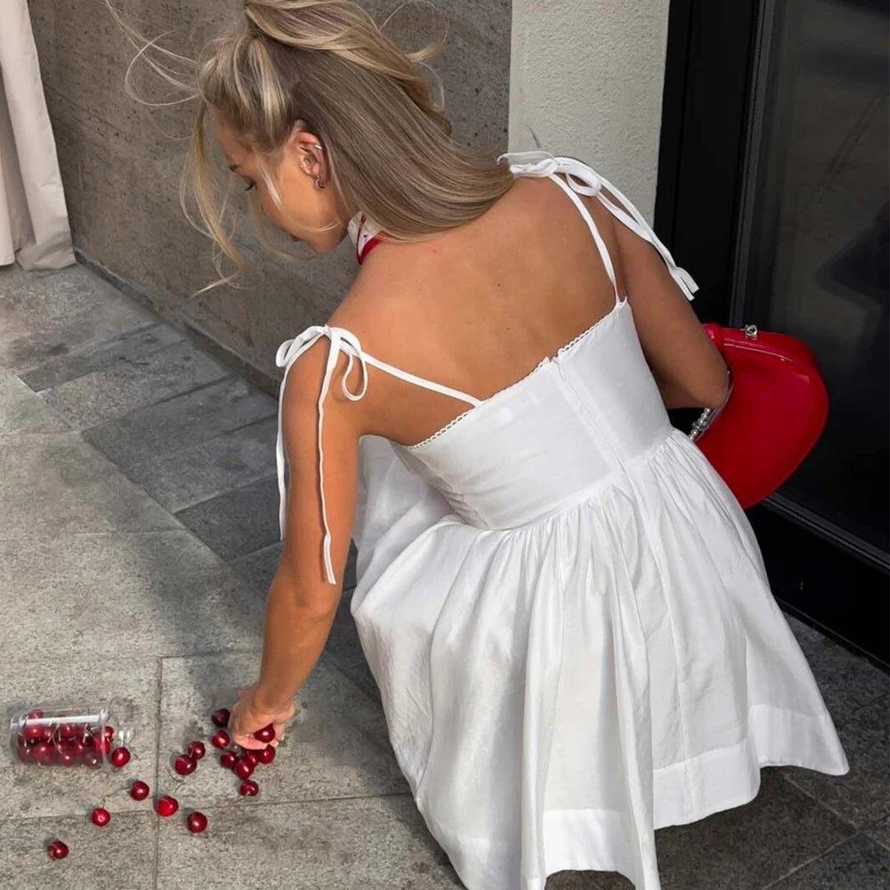 Lace Trim A-Line Dress