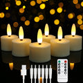 Rechargeable Flameless Tea Lights with Remote LED Tealights Battery Operated Realistic Flickering for Home Holiday Wedding Table
