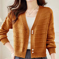 Women's Clothing Elegant Fashion V-neck Knit Cardigan Autumn Winter New Solid Sweet All-match Long Sleeve Top Lady Chic Sweaters