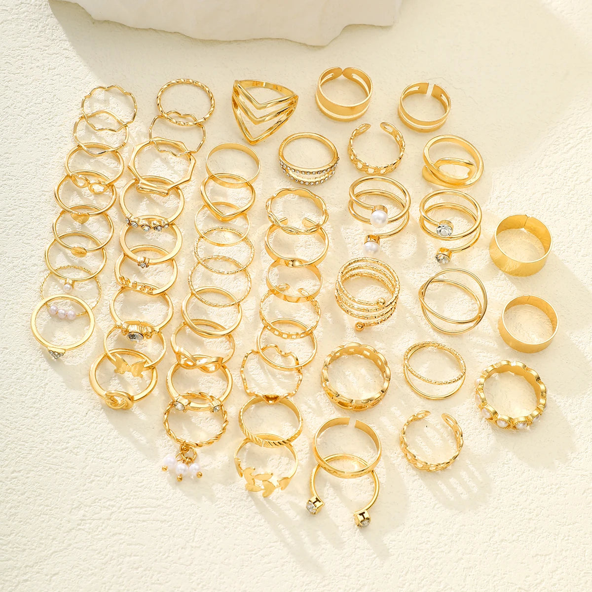New Fashion Geometric Knuckle Rings Set For Women Boho Butterfly Heart Zircon Gold Color Finger Ring Trendy Party Jewelry Gifts