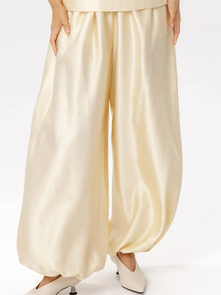 Fashion Women T-shirt Set Chic Stand Collar Short Sleeve V-neck Female Top Wide Leg Pant Jogger Lady Summer Commute 2026