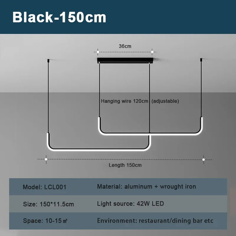 Modern LED Pendant Light 90/120/150cm Remote Control Hanging Light Bedroom Living Room Dining Room Pendant Light LED Lighting