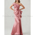 Elegant Dusty Pink Satin Evening Dress