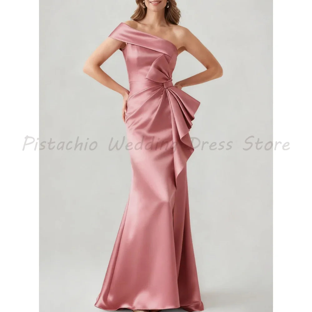 Elegant Dusty Pink Satin Evening Dress