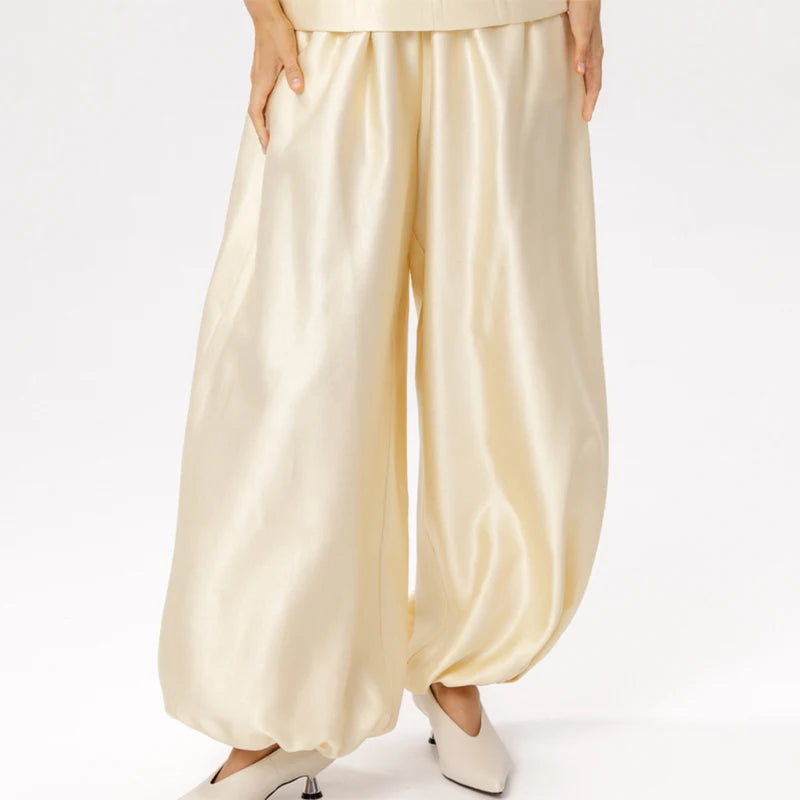 Fashion Women T-shirt Set Chic Stand Collar Short Sleeve V-neck Female Top Wide Leg Pant Jogger Lady Summer Commute 2026