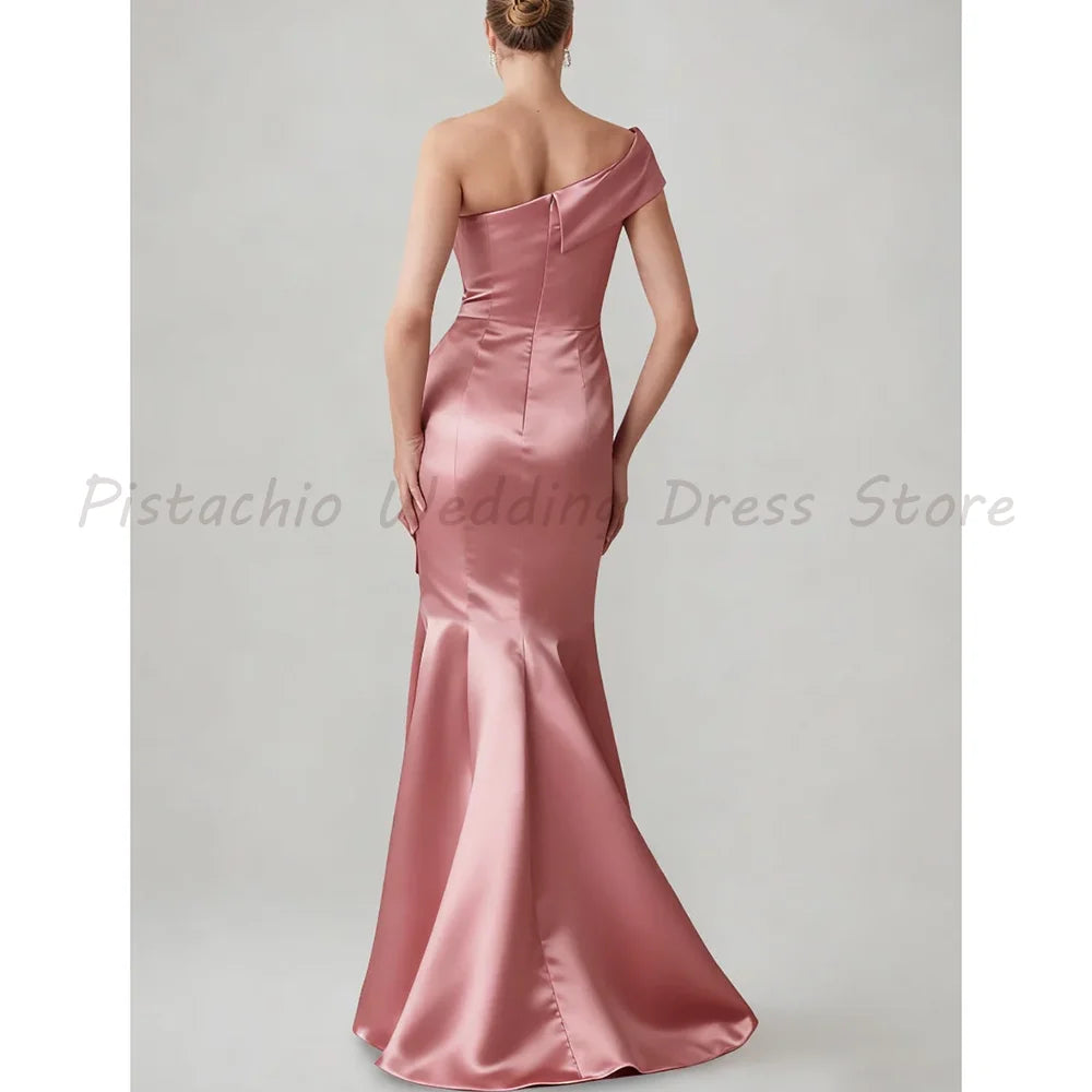Elegant Dusty Pink Satin Evening Dress