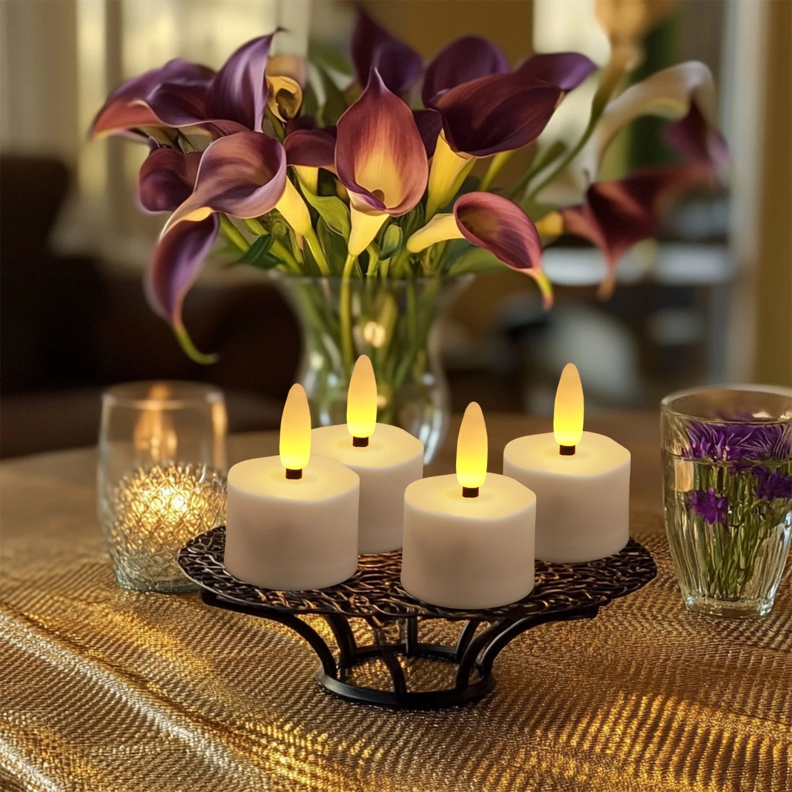 Rechargeable Flameless Tea Lights with Remote LED Tealights Battery Operated Realistic Flickering for Home Holiday Wedding Table