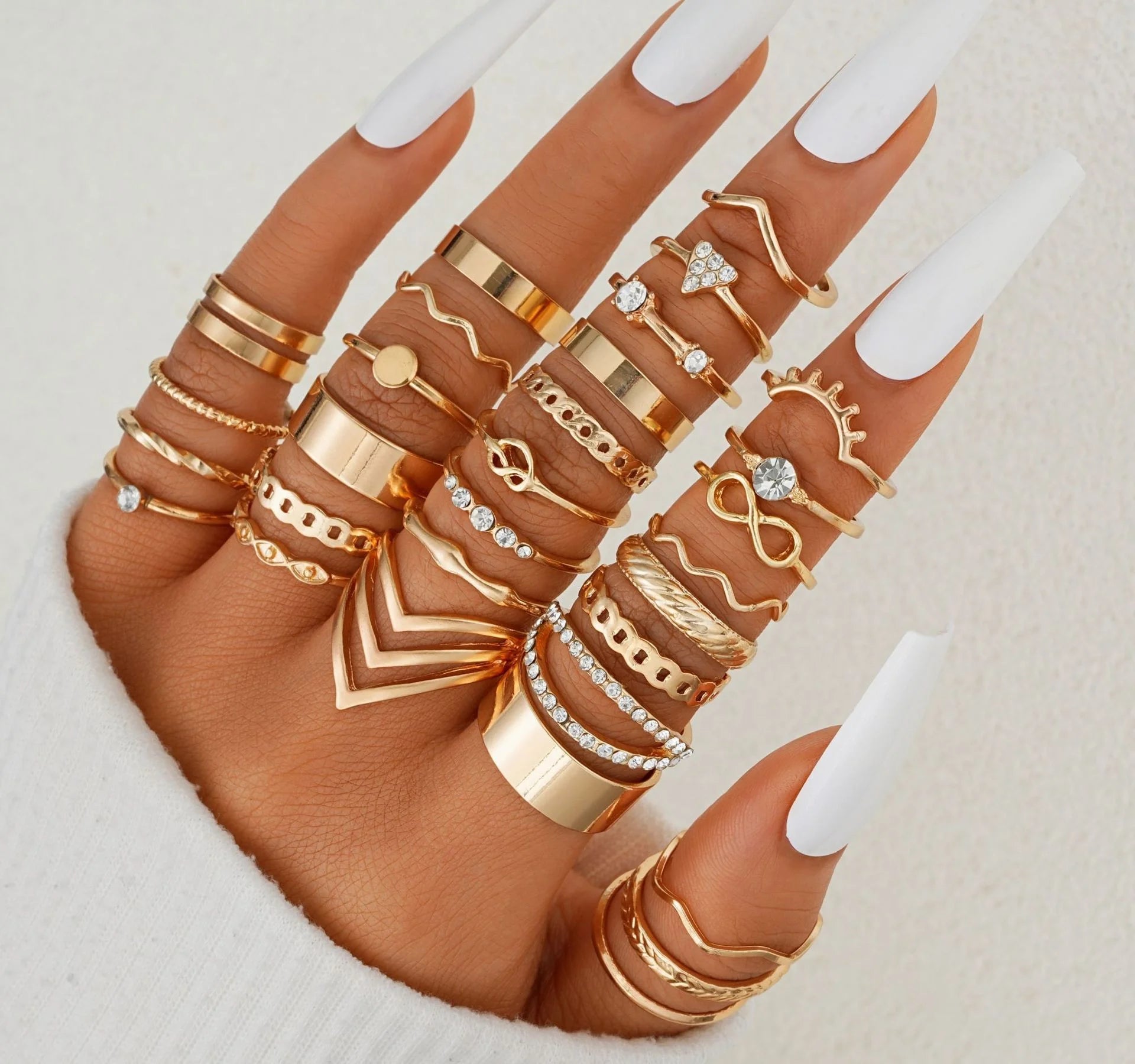 New Fashion Geometric Knuckle Rings Set For Women Boho Butterfly Heart Zircon Gold Color Finger Ring Trendy Party Jewelry Gifts