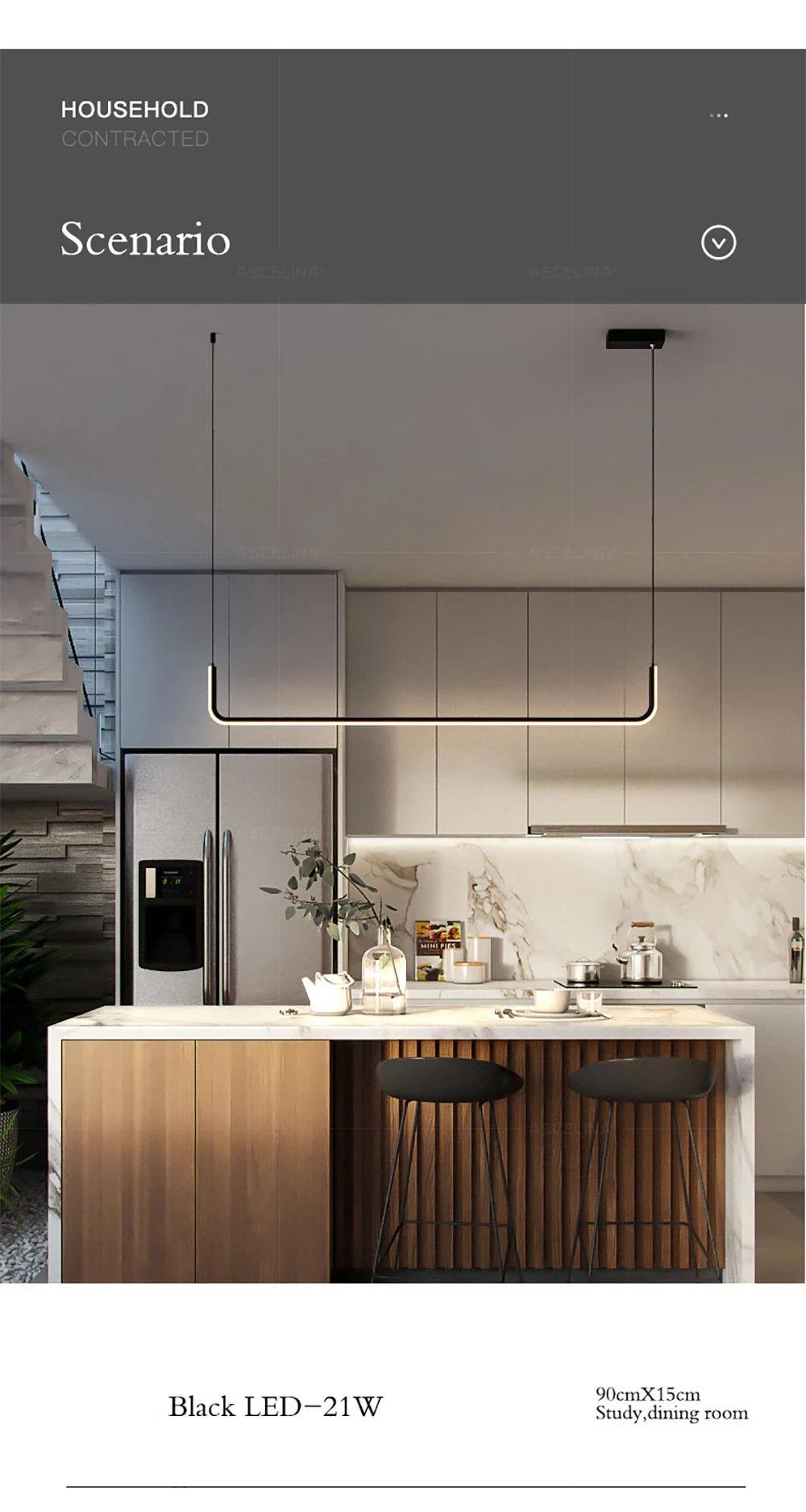 Modern LED Pendant Light 90/120/150cm Remote Control Hanging Light Bedroom Living Room Dining Room Pendant Light LED Lighting