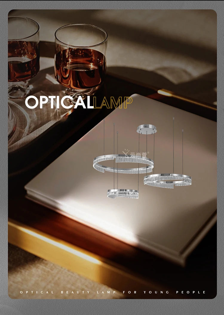 Modern Luxury Style Led Chandelier For Living Room Bedroom Dining Room Pale Gold Luster Lamp Round Ring Design Pendant Light