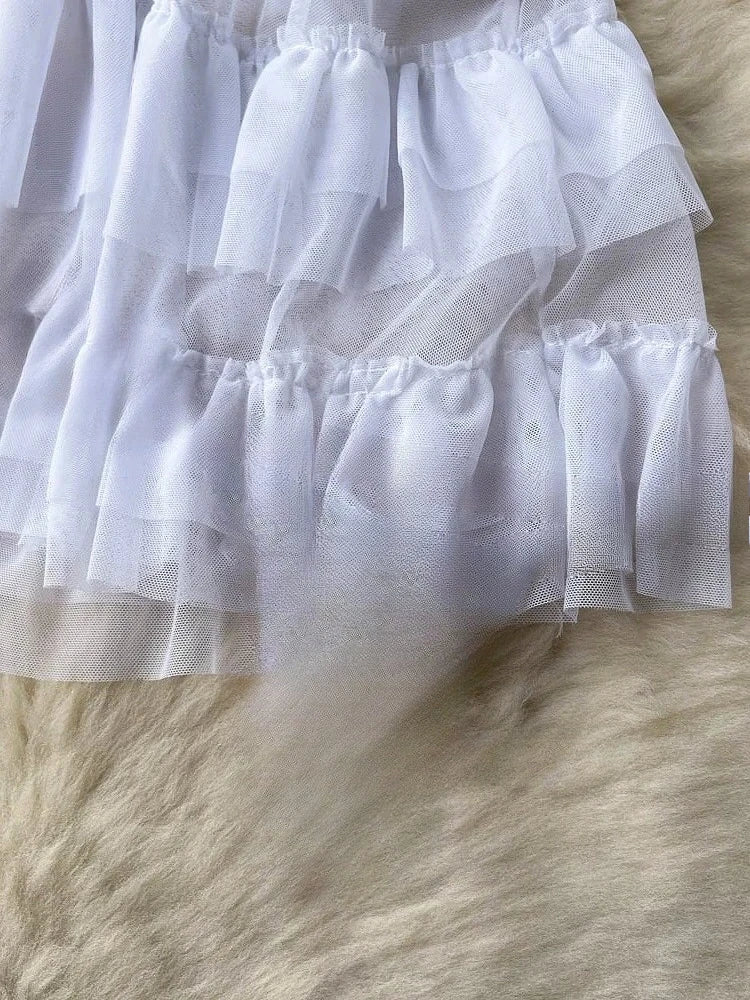 Woman Mesh Fashion Dress Sexy Comfortable Dress Lace Up Backless Breathable Cake Bodycon Dress Party Hotsweet