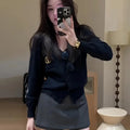 Women Clothes Spring Autumn Fashion Button Solid Color O-neck Knitting Female Simplicity Office Lady Appear Thin Sweater Cardiga