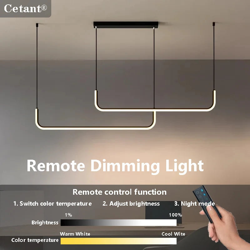 Modern LED Pendant Light 90/120/150cm Remote Control Hanging Light Bedroom Living Room Dining Room Pendant Light LED Lighting
