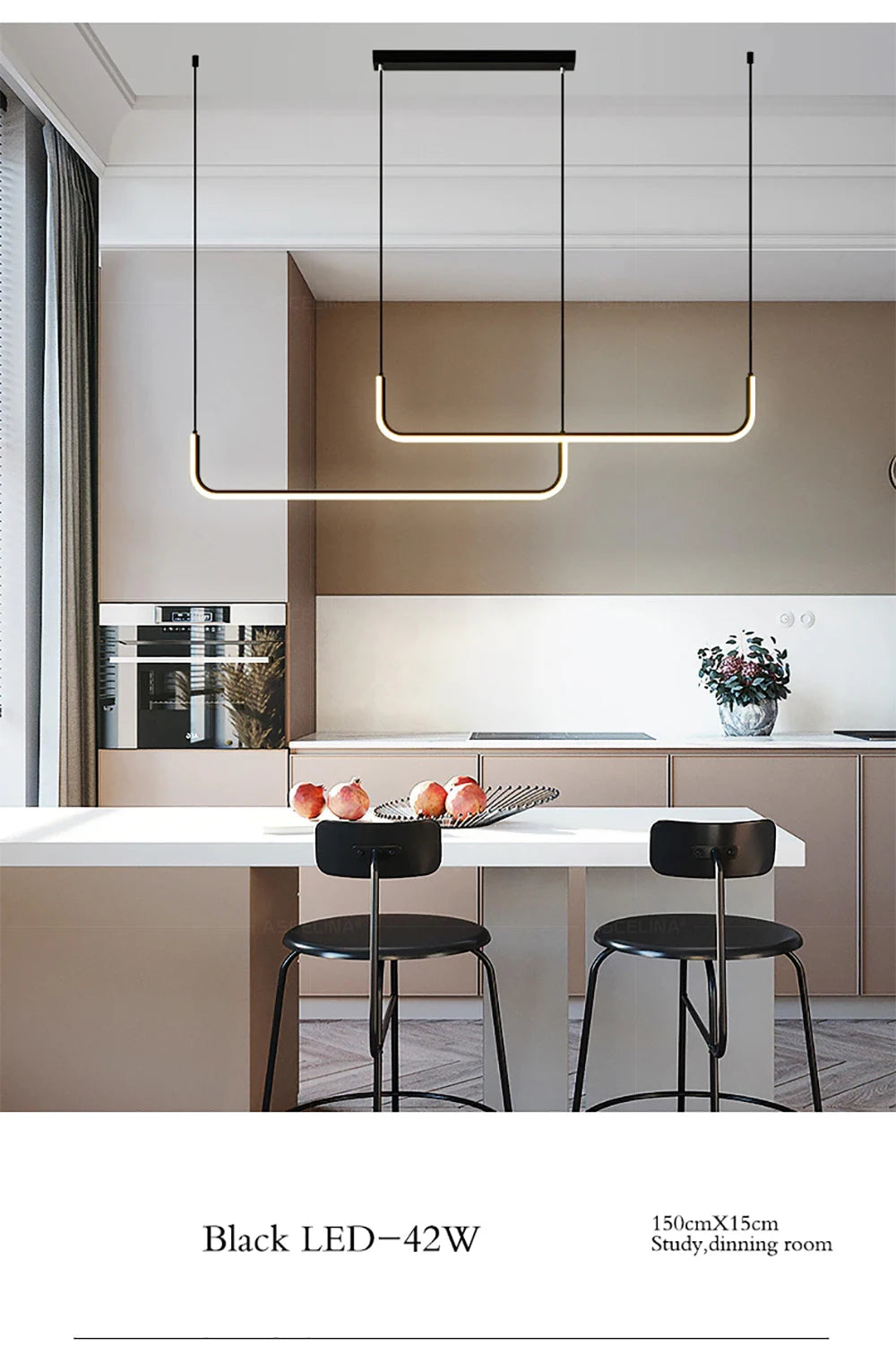 Modern LED Pendant Light 90/120/150cm Remote Control Hanging Light Bedroom Living Room Dining Room Pendant Light LED Lighting