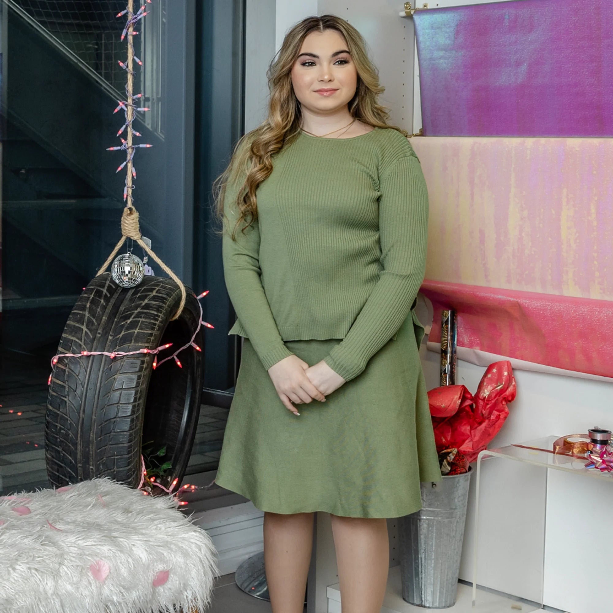 Fashion Women Knitted Clothes Set Femal Knitting Tops Skirts Woman Autumn Winter Knit Outfits Clothing