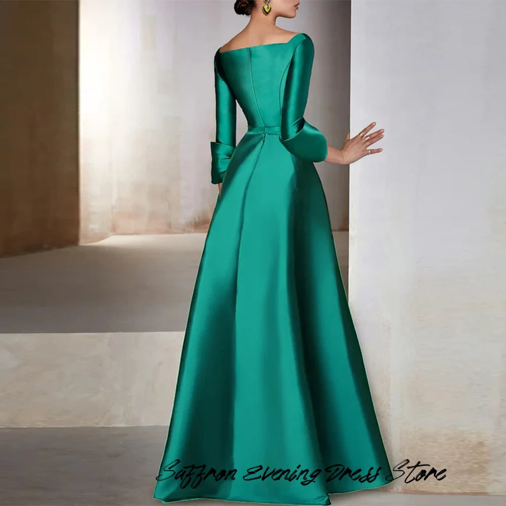 Customized Satin Saudi Arabia Evening Dress