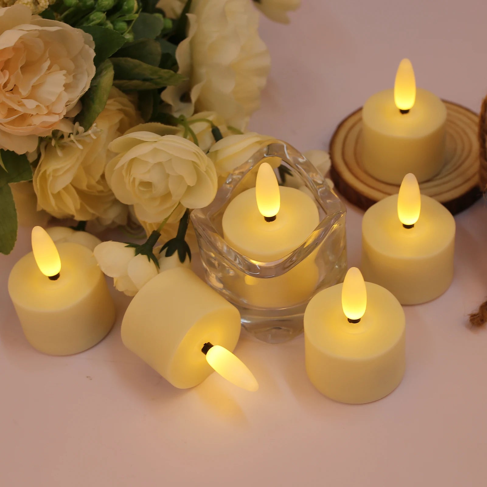 Rechargeable Flameless Tea Lights with Remote LED Tealights Battery Operated Realistic Flickering for Home Holiday Wedding Table